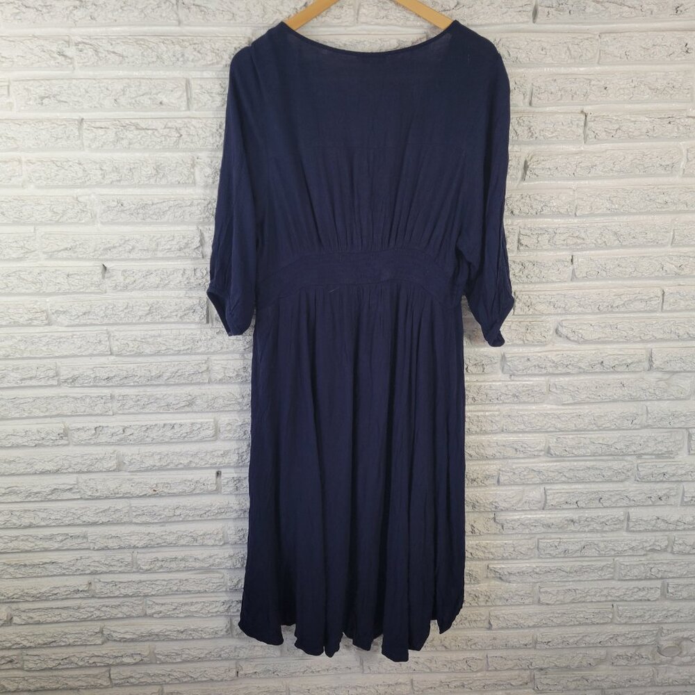 Torrid Dress 3X Plus Size Blue V-Neck 3/4 Sleeve High-Low Lined Stretch SWE169E - Picture 7 of 12
